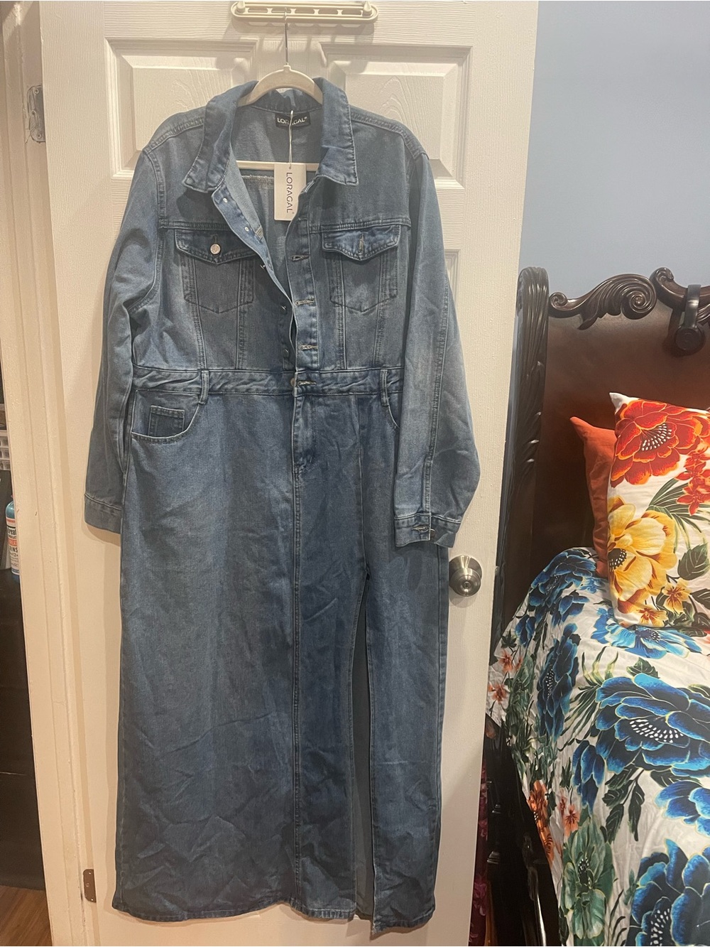 Loragal Long Blue Denim Dress